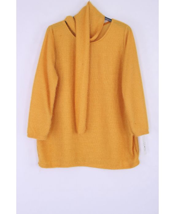 LARGE SIZE SWEATER + SCARF 0362 MUSTARD