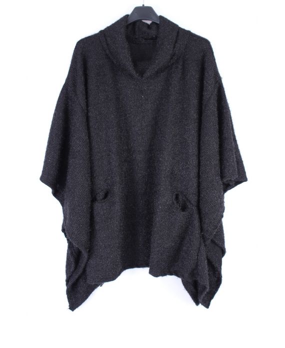 GRANDE TAILLE PULL 2 POCHES 0355 NOIR