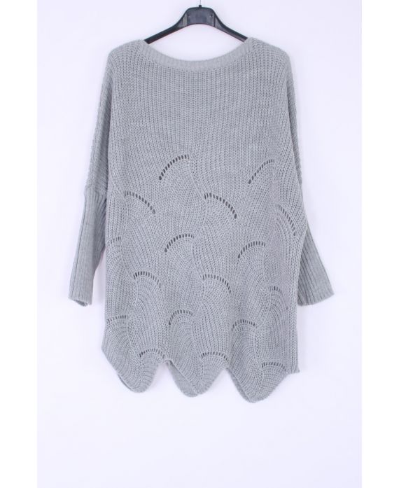 PULLOVER MASCHE AJOURE 0375 GRAU