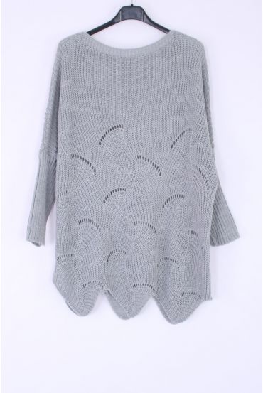 PULLOVER MASCHE AJOURE 0375 GRAU