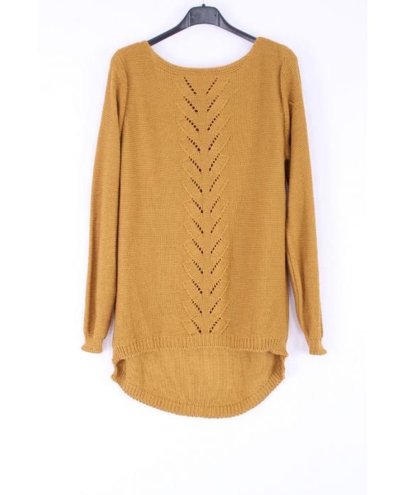 KNIT PULLOVER AJOURE 0376 MUSTARD