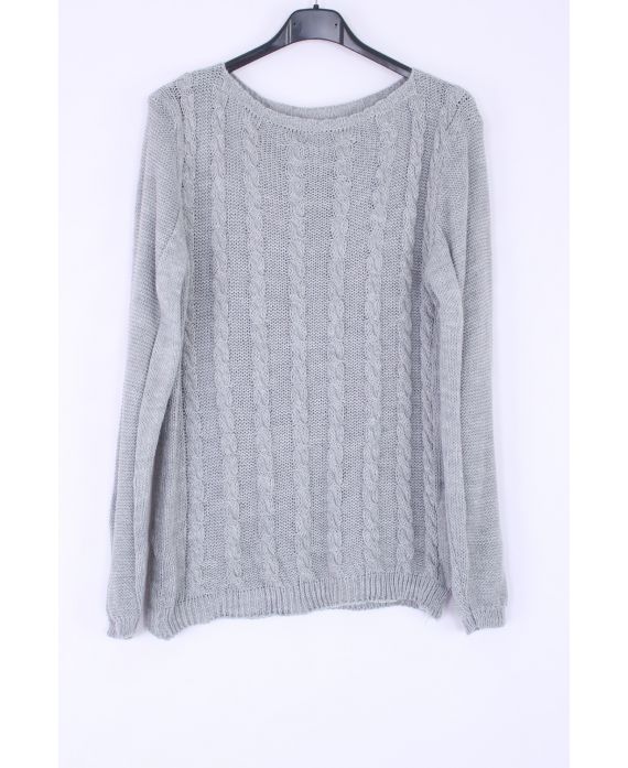 KNIT PULLOVER TWIST 0378 GREY