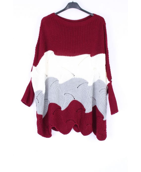 KNIT PULLOVER HABS AJOURE 0379 BORDEAUX