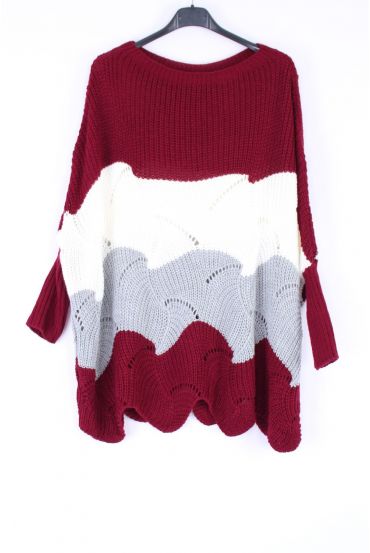 PULLOVER MASCHE HABS AJOURE 0379 BORDEAUX