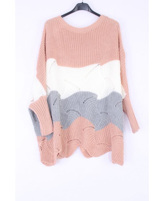 KNIT PULLOVER HABS AJOURE 0379 ROZE