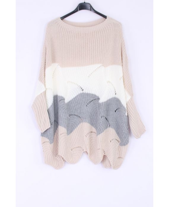 KNIT PULLOVER HABS AJOURE 0379 BEIGE