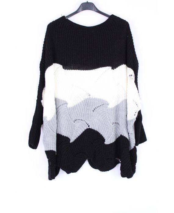 KNIT PULLOVER HABS AJOURE 0379 BLACK