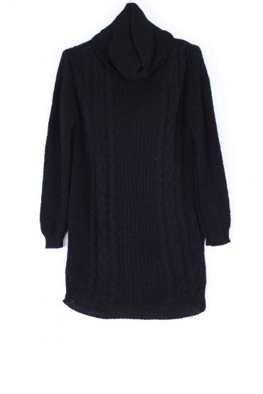 PULL COL ROULE LONG 0390 NOIR