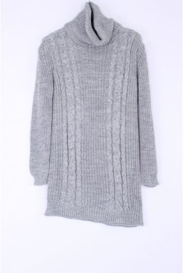 PULL COL ROULE LONG 0390 GRIS