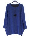 GRANDE TAILLE TUNIQUE LUREX 0387 + COLLIER BLEU