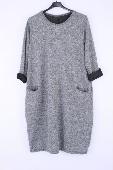 GRANDE TAILLE ROBE 2 POCHES 0373 GRIS