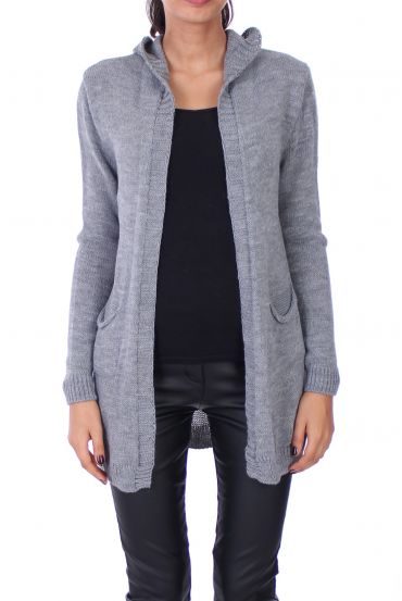 HOODED SWEATJACKET 0247 GREY