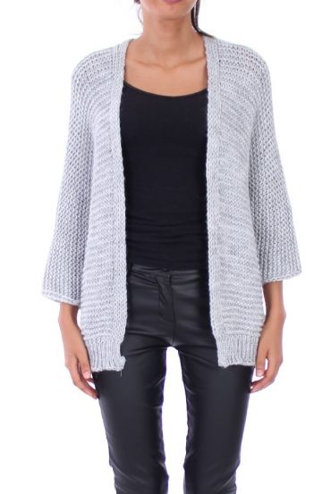 GILET GROSSE MAILLE 0147 GREY