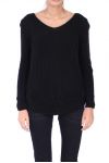 MAGLIONE IN MOHAIR CON SCOLLO A V NERO 0300