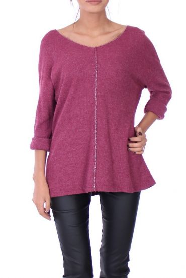 PULL SOFT DETAIL ARGENTE 0280 BORDEAUX