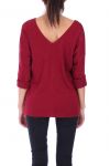 V NECK SWEATER HAS BUTTONS 0308 BORDEAUX