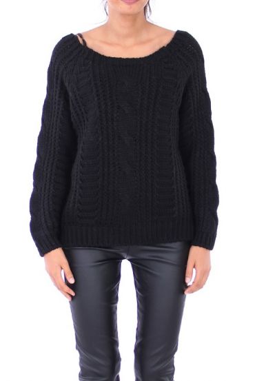 PULLOVER GROSSE MAILLE 0149 NOIR