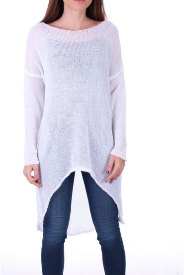 PULL TUNIQUE MAILLE FINE 0500 BLANC