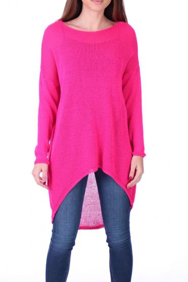 PULL TUNIQUE MAILLE FINE 0500 ROSE FLUO