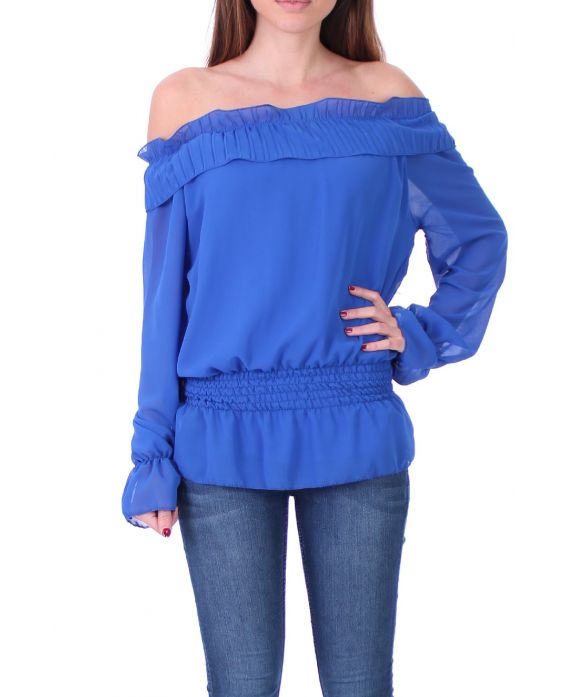 BLOUSE EPAULES DENUDEES 0503 BLEU ROYAL