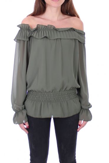 BLOUSE SCHOUDERS DENUDEES 0503 MILITAIRE GROEN