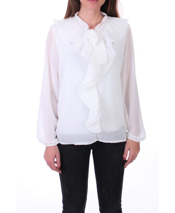 BLOUSE HEEFT EEN V-HALS RITSELEN 0507 WIT