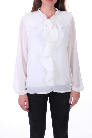 BLOUSE HEEFT EEN V-HALS RITSELEN 0507 WIT