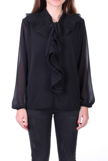 BLOUSE ENCOLURE FROUFROU 0507 NOIR