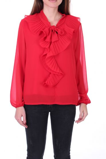 BLOUSE HEEFT EEN V-HALS RITSELEN 0507 ROOD