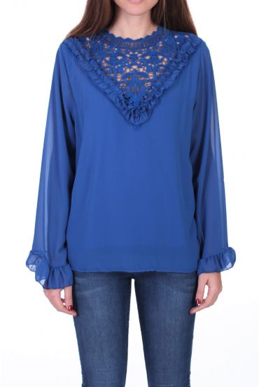 BLOUSE DENTELLE 0511 BLEU ROYAL