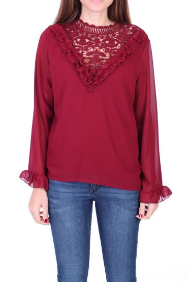 BLOUSE LACE 0511 BORDEAUX