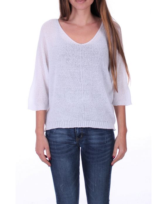 KNIT PULLOVER V-NECK 0521 WHITE