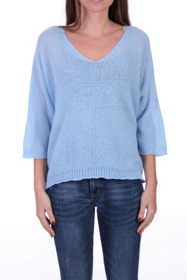 KNIT PULLOVER V-NECK 0521 SKY BLUE