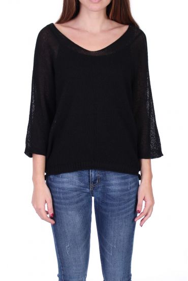 KNIT PULLOVER V-NECK 0521 BLACK