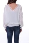 BLOUSE HEEFT EEN V-HALS KANT 0527-WIT