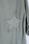 LARGE SIZE TUNIC STAR PAILLETEE 0543 KHAKI