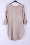 LARGE SIZE TUNIC STAR PAILLETEE 0543 BEIGE