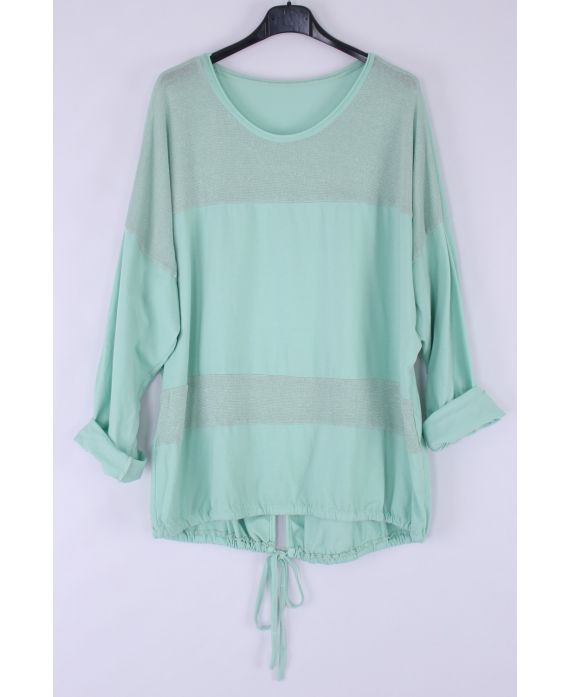 GRANDE TAILLE TOP EFFET ARGENTE 0545 VERT PASTEL