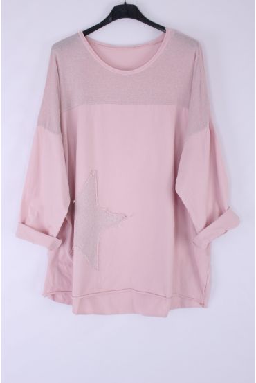 LARGE SIZE TOP EFFECT SILVER STAR 0546 PINK