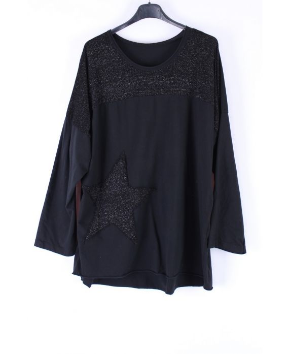 LARGE SIZE TOP EFFECT SILVER STAR 0546 BLACK