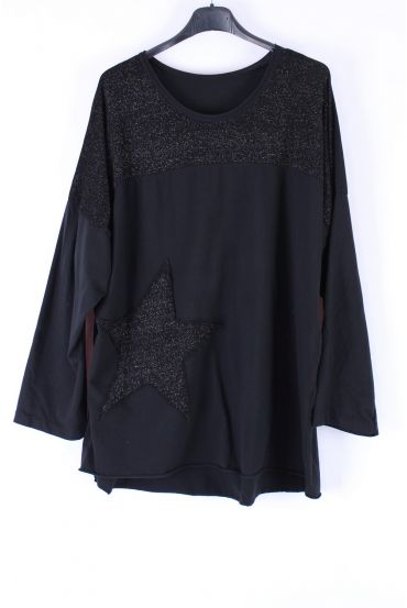 LARGE SIZE TOP EFFECT SILVER STAR 0546 BLACK