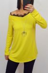 TOP DE ENCAJE DE 2 EN 1 + COLLAR 0537 AMARILLO