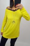 TOP DE ENCAJE DE 2 EN 1 + COLLAR 0537 AMARILLO