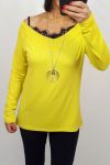 TOP DE ENCAJE DE 2 EN 1 + COLLAR 0537 AMARILLO