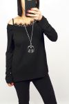 LACE TOP 2 IN 1 + NECKLACE 0537 BLACK