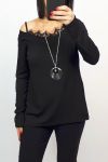 LACE TOP 2 IN 1 + NECKLACE 0537 BLACK