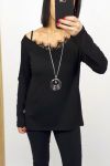 LACE TOP 2 IN 1 + KETTING 0537 ZWART