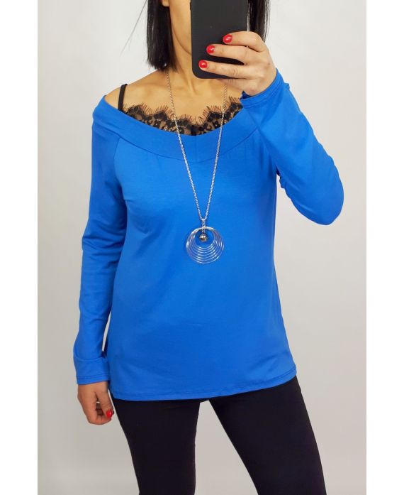 LACE TOP 2 IN 1 + NECKLACE 0537 ROYAL BLUE