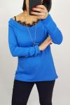 LACE TOP 2 IN 1 + KETTING 0537 ROYAL BLUE