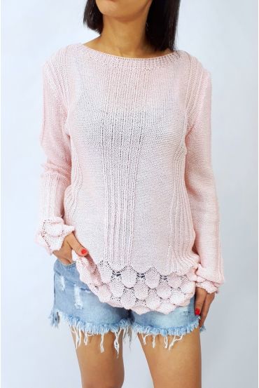 PULL EN MAILLE FANTAISIE 0509 ROSE